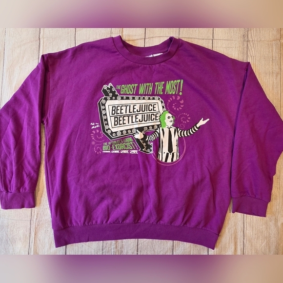 Beetlejuice Tops - Beetlejuice Branded Size XXL Unisex Crewneck Sweatshirt Purple Halloween Creepy